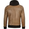 image:imageBlingsoul Mens Hooded Leather Jacket with Removable Hood Biker Style Real Bomber Leather Jacket Men Wind Resistant OuterwearEdinburgh  Camel Jacket