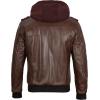 image:imageBlingsoul Mens Hooded Leather Jacket with Removable Hood Biker Style Real Bomber Leather Jacket Men Wind Resistant OuterwearEdinburgh  Dark Brown Jacket