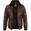 image:imageBlingsoul Mens Hooded Leather Jacket with Removable Hood Biker Style Real Bomber Leather Jacket Men Wind Resistant OuterwearEdinburgh  Dark Brown Jacket