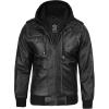 image:imageBlingsoul Mens Hooded Leather Jacket with Removable Hood Biker Style Real Bomber Leather Jacket Men Wind Resistant OuterwearEdinburgh  Grey Jacket