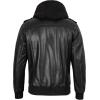 image:imageBlingsoul Mens Hooded Leather Jacket with Removable Hood Biker Style Real Bomber Leather Jacket Men Wind Resistant OuterwearEdinburgh  Grey Jacket