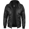 image:imageBlingsoul Mens Hooded Leather Jacket with Removable Hood Biker Style Real Bomber Leather Jacket Men Wind Resistant OuterwearEdinburgh  Grey Jacket