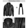 image:imageBlingsoul Mens Hooded Leather Jacket with Removable Hood Biker Style Real Bomber Leather Jacket Men Wind Resistant OuterwearEdinburgh  Grey Jacket