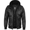image:imageBlingsoul Mens Hooded Leather Jacket with Removable Hood Biker Style Real Bomber Leather Jacket Men Wind Resistant OuterwearEdinburgh  Grey Jacket