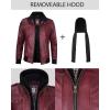 image:imageBlingsoul Mens Hooded Leather Jacket with Removable Hood Biker Style Real Bomber Leather Jacket Men Wind Resistant OuterwearEdinburgh  Maroon Jacket