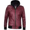 image:imageBlingsoul Mens Hooded Leather Jacket with Removable Hood Biker Style Real Bomber Leather Jacket Men Wind Resistant OuterwearEdinburgh  Maroon Jacket