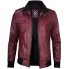 image:imageBlingsoul Mens Hooded Leather Jacket with Removable Hood Biker Style Real Bomber Leather Jacket Men Wind Resistant OuterwearEdinburgh  Maroon Jacket