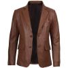 image:imageBlingsoul Real Lambskin Mens Leather Blazer  Casual 2 Buttons Leather Jacket for MenTan  Blazer Jacket