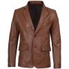 image:imageBlingsoul Real Lambskin Mens Leather Blazer  Casual 2 Buttons Leather Jacket for MenTan  Blazer Jacket