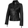 image:imageBlingsoul Classic Asymmetrical Style Leather Jacket Women  Real Lambskin Moto Biker Jacket For WomensBlack  Ramsey Jacket