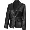 image:imageBlingsoul Double Breasted Leather Blazer Womens  Stylish Real Lambskin Casual Leather Coat For WomenKinley  Black Blazer Jacket