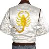 image:imageBlingsoul Quilted Style Lightweight Satin Bomber Jacket MenWhite  Scorpion Jacket