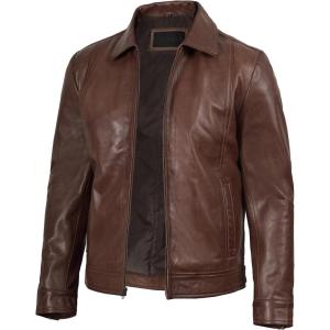 image:imageBrown Leather Jacket Men  Black Real Lambskin Mens Leather JacketCognac  Wick Jacket
