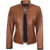 image:imageBlingsoul Real Caf Racer Leather Jacket Women  Moto Style Lambskin Leather Jacket for WomenCarrie  Tan Jacket