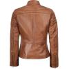 image:imageBlingsoul Real Caf Racer Leather Jacket Women  Moto Style Lambskin Leather Jacket for WomenCarrie  Tan Jacket