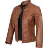 image:imageBlingsoul Real Caf Racer Leather Jacket Women  Moto Style Lambskin Leather Jacket for WomenCarrie  Tan Jacket