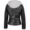 image:imageBlingsoul Bomber Leather Jacket Women  Real Lambskin Womens Leather Jackets With Detachable HoodBagheria  Black Jacket
