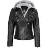 image:imageBlingsoul Bomber Leather Jacket Women  Real Lambskin Womens Leather Jackets With Detachable HoodBagheria  Black Jacket