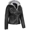 image:imageBlingsoul Bomber Leather Jacket Women  Real Lambskin Womens Leather Jackets With Detachable HoodBagheria  Black Jacket