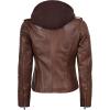 image:imageBlingsoul Bomber Leather Jacket Women  Real Lambskin Womens Leather Jackets With Detachable HoodBagheria  Cognac Jacket