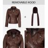 image:imageBlingsoul Bomber Leather Jacket Women  Real Lambskin Womens Leather Jackets With Detachable HoodBagheria  Cognac Jacket