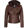 image:imageBlingsoul Bomber Leather Jacket Women  Real Lambskin Womens Leather Jackets With Detachable HoodBagheria  Cognac Jacket