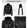 image:imageBlingsoul Bomber Leather Jacket Women  Real Lambskin Womens Leather Jackets With Detachable HoodEdinburgh  Black Jacket