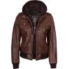 image:imageBlingsoul Bomber Leather Jacket Women  Real Lambskin Womens Leather Jackets With Detachable HoodEdinburgh  Cognac Jacket