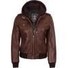 image:imageBlingsoul Bomber Leather Jacket Women  Real Lambskin Womens Leather Jackets With Detachable HoodEdinburgh  Cognac Jacket
