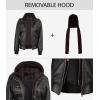 image:imageBlingsoul Bomber Leather Jacket Women  Real Lambskin Womens Leather Jackets With Detachable HoodEdinburgh  Dark Brown Jacket