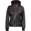 image:imageBlingsoul Bomber Leather Jacket Women  Real Lambskin Womens Leather Jackets With Detachable HoodEdinburgh  Dark Brown Jacket