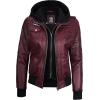 image:imageBlingsoul Bomber Leather Jacket Women  Real Lambskin Womens Leather Jackets With Detachable HoodEdinburgh  Maroon Jacket