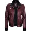 image:imageBlingsoul Bomber Leather Jacket Women  Real Lambskin Womens Leather Jackets With Detachable HoodEdinburgh  Maroon Jacket