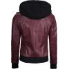 image:imageBlingsoul Bomber Leather Jacket Women  Real Lambskin Womens Leather Jackets With Detachable HoodEdinburgh  Maroon Jacket