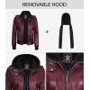 image:imageBlingsoul Bomber Leather Jacket Women  Real Lambskin Womens Leather Jackets With Detachable HoodEdinburgh  Maroon Jacket