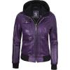 image:imageBlingsoul Bomber Leather Jacket Women  Real Lambskin Womens Leather Jackets With Detachable HoodEdinburgh  Purple Hood Jacket
