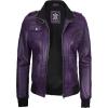 image:imageBlingsoul Bomber Leather Jacket Women  Real Lambskin Womens Leather Jackets With Detachable HoodEdinburgh  Purple Hood Jacket