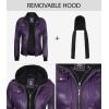 image:imageBlingsoul Bomber Leather Jacket Women  Real Lambskin Womens Leather Jackets With Detachable HoodEdinburgh  Purple Hood Jacket