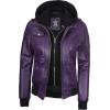 image:imageBlingsoul Bomber Leather Jacket Women  Real Lambskin Womens Leather Jackets With Detachable HoodEdinburgh  Purple Hood Jacket