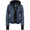 image:imageBlingsoul Hooded Leather Jacket Women  Real Lambskin Womens Leather Jackets with Detachable HoodBlue Distressed Washed  Betty Jacket