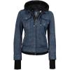 image:imageBlingsoul Hooded Leather Jacket Women  Real Lambskin Womens Leather Jackets with Detachable HoodBlue Distressed Washed  Betty Jacket