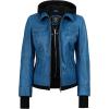 image:imageBlingsoul Hooded Leather Jacket Women  Real Lambskin Womens Leather Jackets with Detachable HoodVivid Blue  Betty Jacket