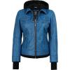 image:imageBlingsoul Hooded Leather Jacket Women  Real Lambskin Womens Leather Jackets with Detachable HoodVivid Blue  Betty Jacket