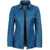 image:imageBlingsoul Leather Car Coats for Womens  Black Brown Real Long Leather Jacket WomenMarsha  Vivid Blue Wax Leather Jacket