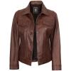 image:imageBlingsoul Real Lambskin Leather Jacket for Women Shirt Collar Leather Jacket WomensFernando  Cognac Wax Leather Jacket