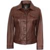 image:imageBlingsoul Real Lambskin Leather Jacket for Women Shirt Collar Leather Jacket WomensFernando  Cognac Wax Leather Jacket