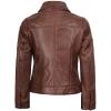 image:imageBlingsoul Real Lambskin Leather Jacket for Women Shirt Collar Leather Jacket WomensFernando  Cognac Wax Leather Jacket