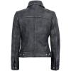 image:imageBlingsoul Real Lambskin Leather Jacket for Women Shirt Collar Leather Jacket WomensJose Washed  Black Leather Jacket