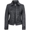image:imageBlingsoul Real Lambskin Leather Jacket for Women Shirt Collar Leather Jacket WomensJose Washed  Black Leather Jacket