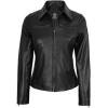 image:imageBlingsoul Real Lambskin Leather Jacket for Women Shirt Collar Leather Jacket WomensKyle  Black Leather Jacket